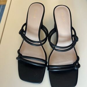 Reiss Black Knotted Strap Slide Sandals